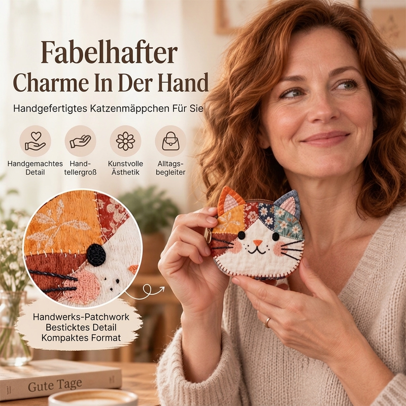 🐱✨ Handgemachter Katzen-Patchwork-Geldbeutel – Kreativ, Charmant & Einzigartig 🧵