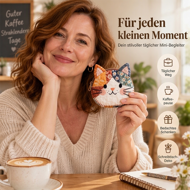 🐱✨ Handgemachter Katzen-Patchwork-Geldbeutel – Kreativ, Charmant & Einzigartig 🧵